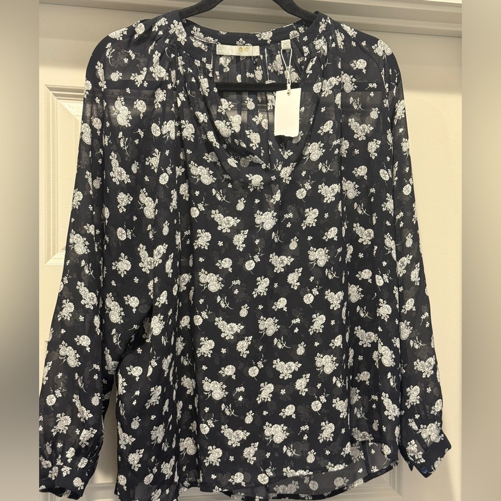 Vince Black and White‎ Floral Blouse